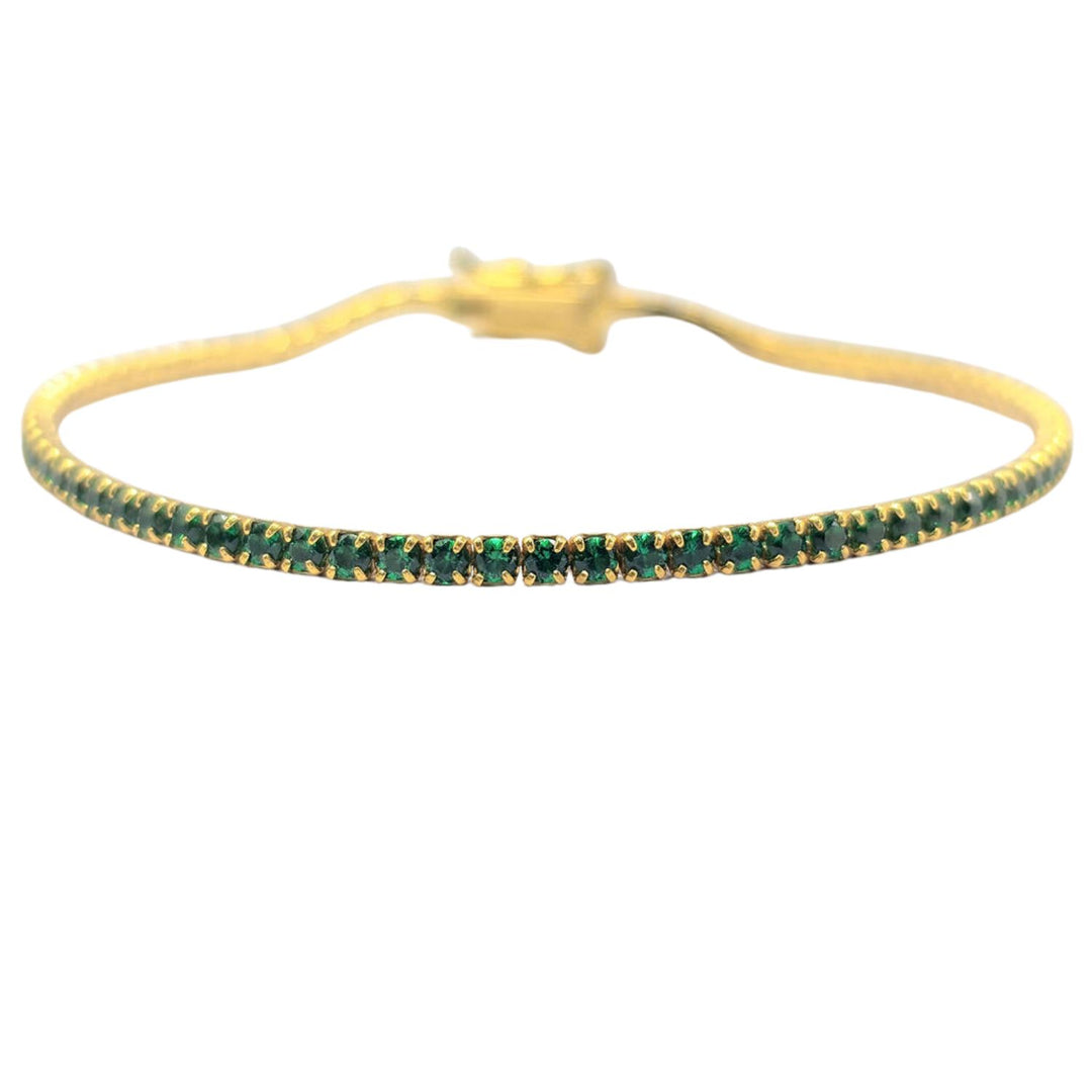 Emerald Gemstone Gold Vermeil Tennis Bracelet