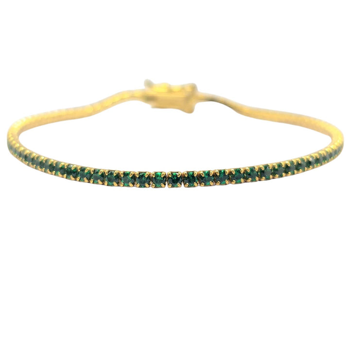 Emerald Gemstone Gold Vermeil Tennis Bracelet