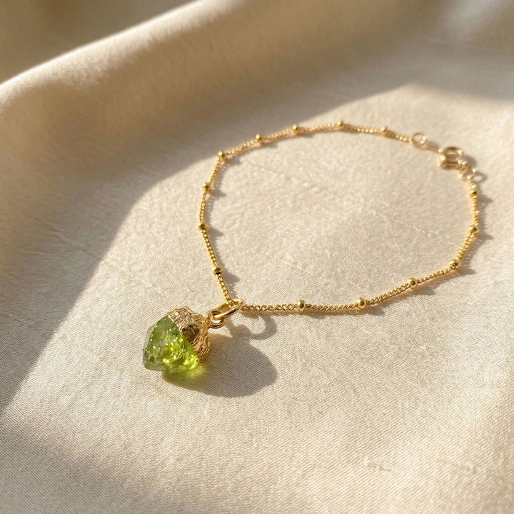 Raw Peridot August Birthstone Satellite Bracelet