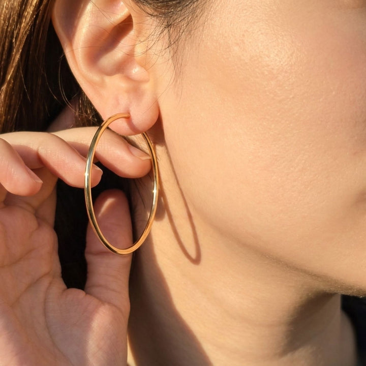 Statement Plain Gold Plated Hoop Earrings