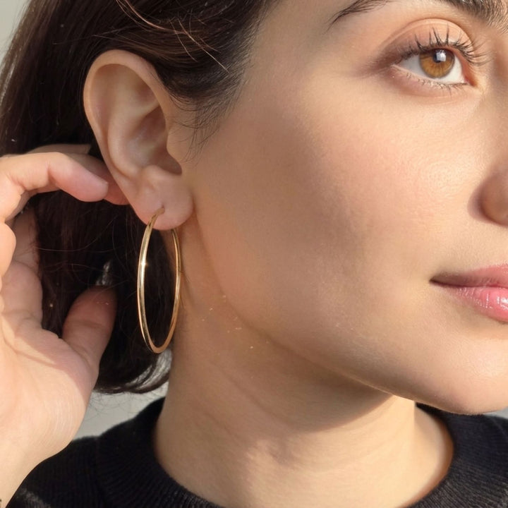 Statement Plain Gold Plated Hoop Earrings