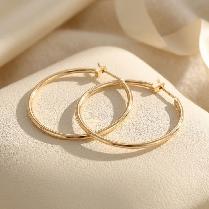 Statement Plain Gold Plated Hoop Earrings
