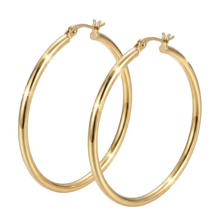 Statement Plain Gold Plated Hoop Earrings