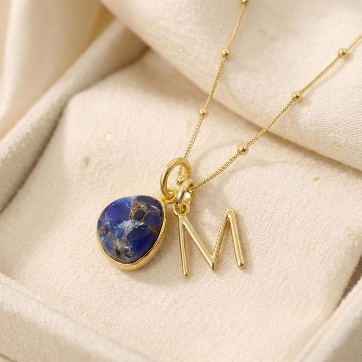 Gold Vermeil Initial And Sapphire September Birthstone Necklace