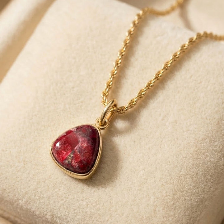 Statement Gold Vermeil Plated Garnet January Birthstone Crystal Rope Necklace