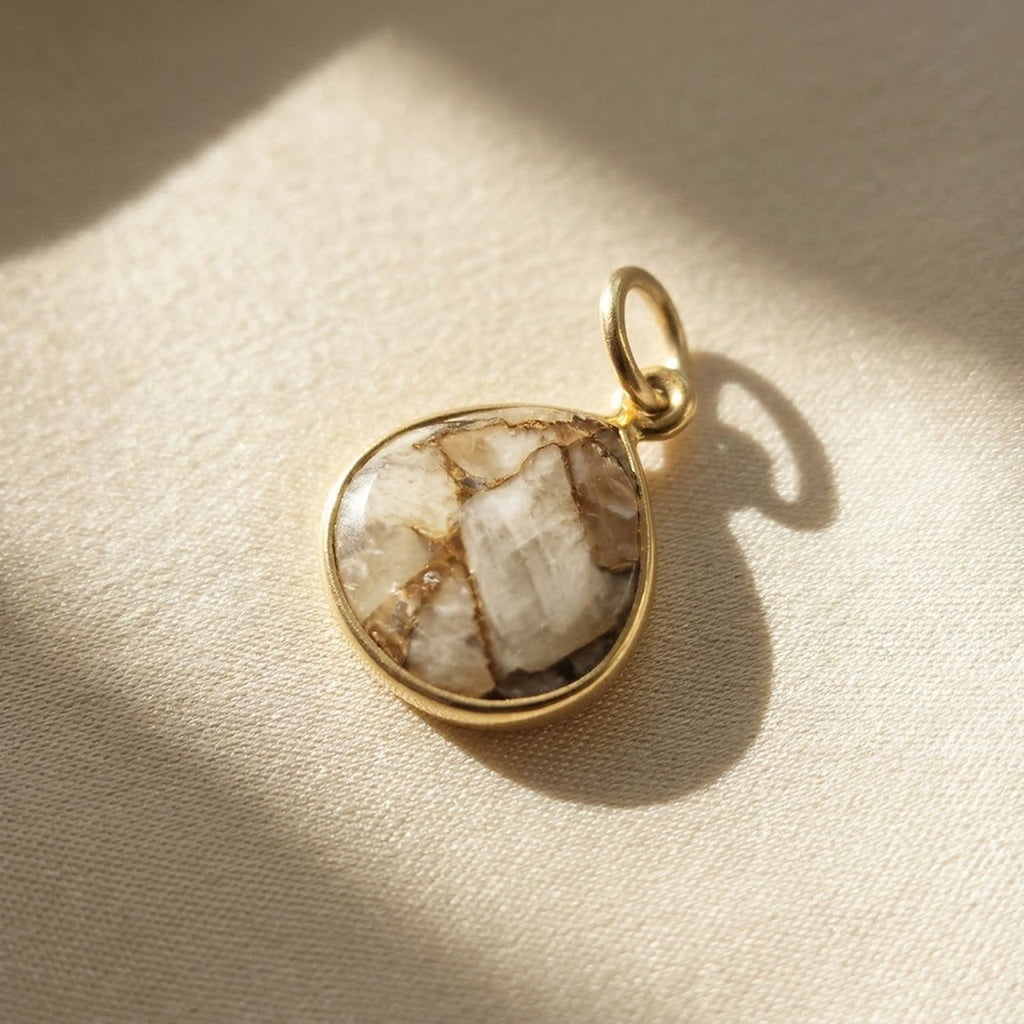 18ct Vermeil Herkimer Diamond Round Bezel Pendant