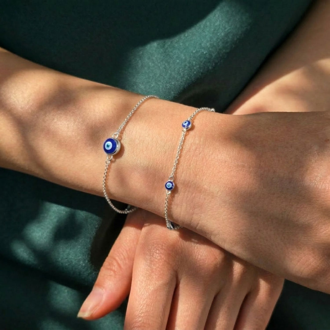 Turkish Evil Eye Friendship Sterling Silver Bracelet
