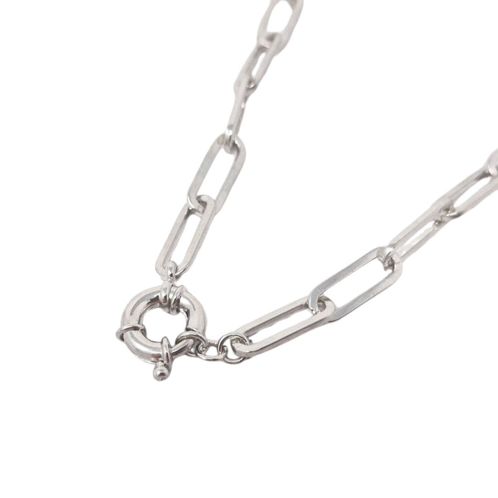 Statement Rhodium Filled Silver Paperclip Necklace