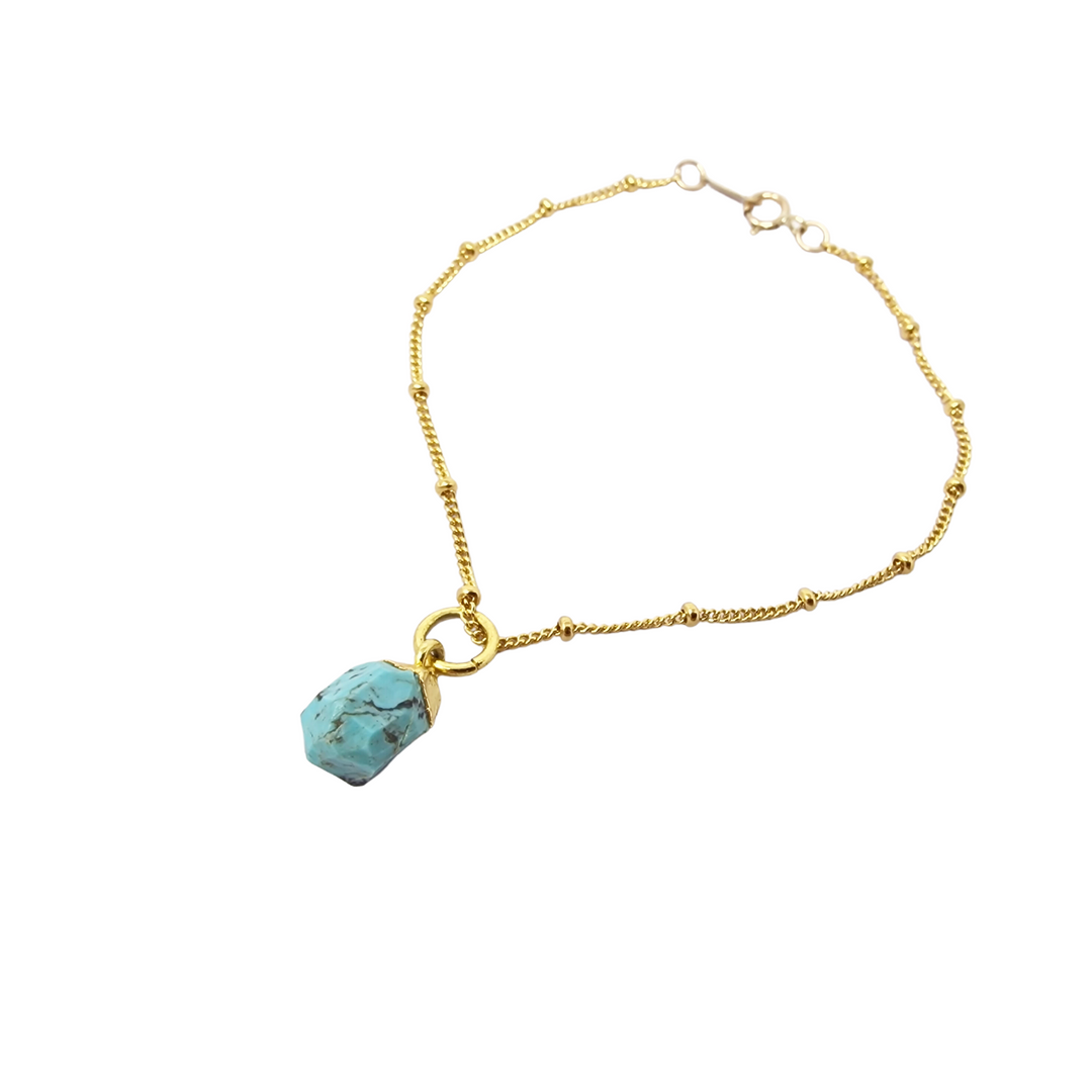 Raw Turquoise December Birthstone Satellite Bracelet