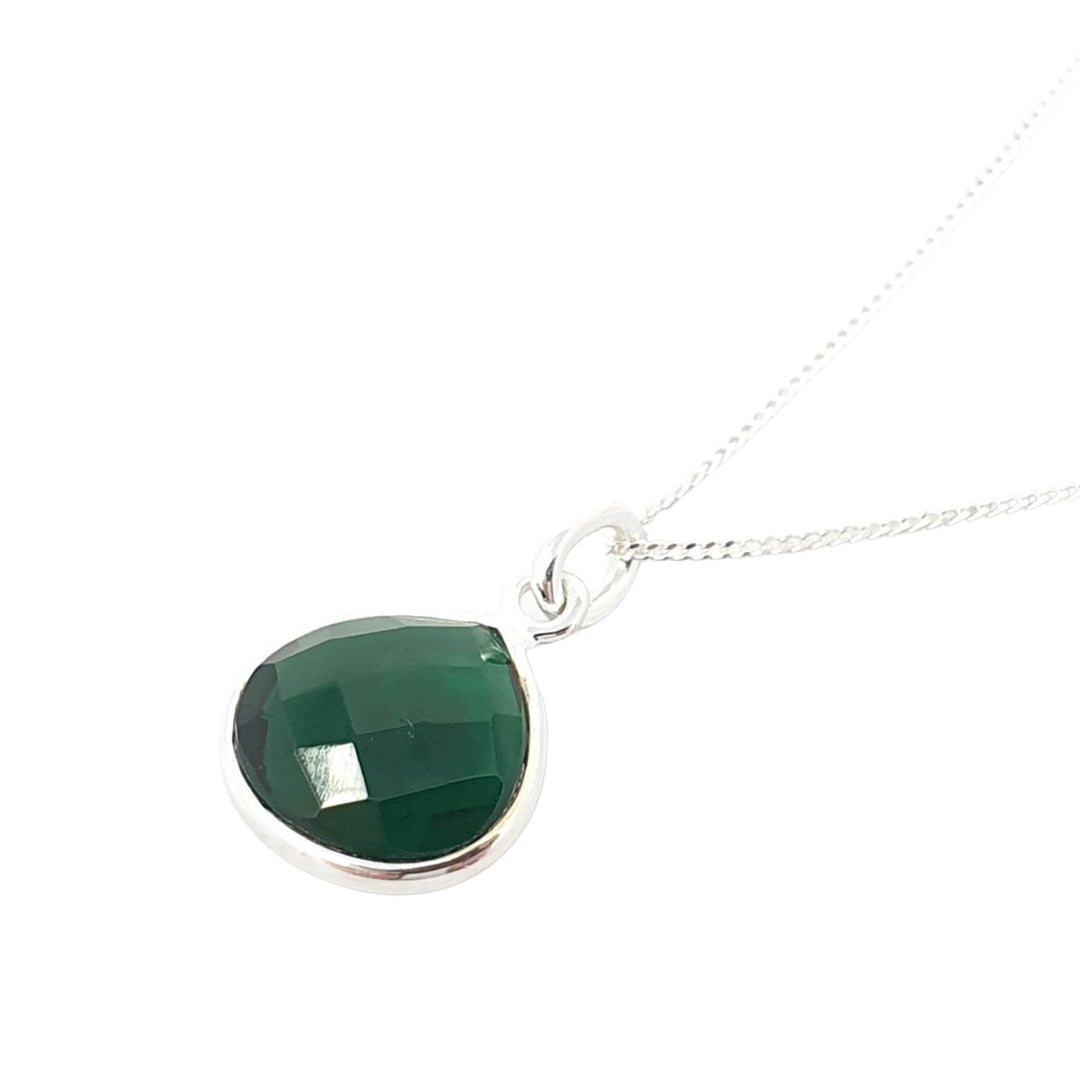 Emerald May Birthstone Sterling Silver Pendant Charm Necklace