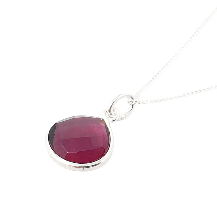 Ruby July Birthstone Sterling Silver Pendant Charm Necklace