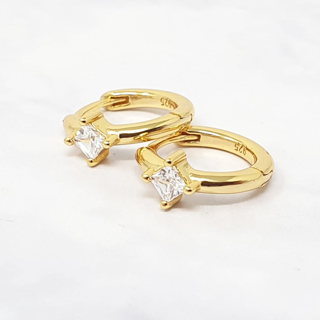 Small Diamond Huggie Minimalist Gold Plated Hoop Earrings