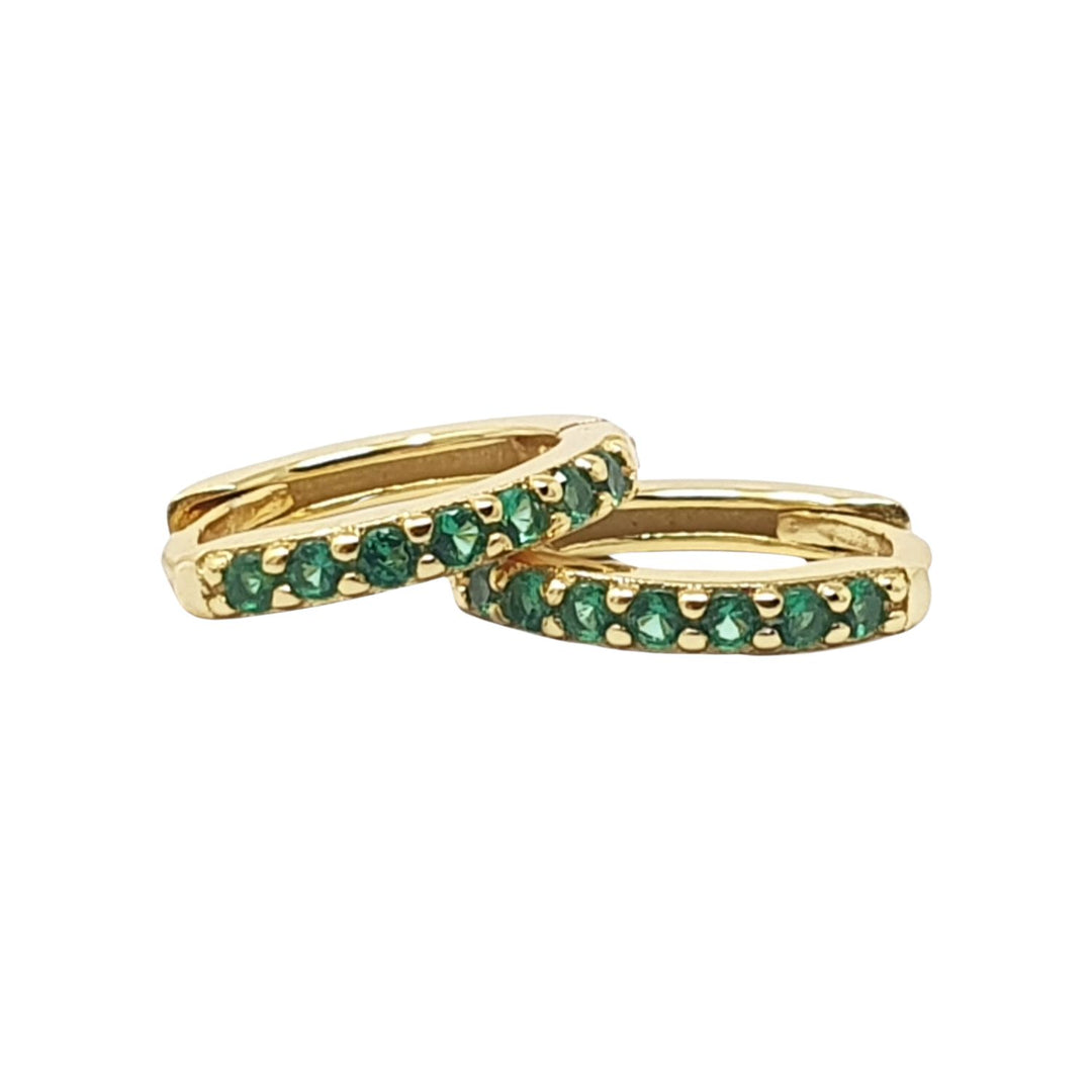 Emerald May Birthstone Small Huggie Hoop Earrings