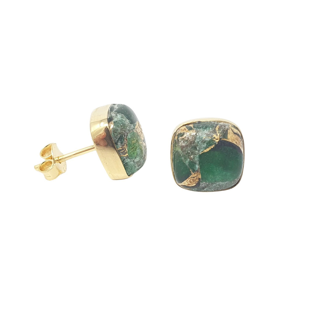 Emerald May Birthstone Gold Plated Stud Earrings