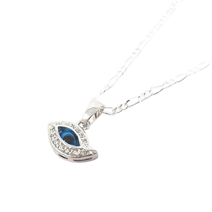 Evil Eye Blue Pendant Charm Sterling Silver Necklace