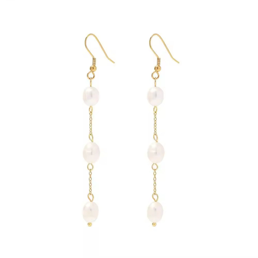 Statement Freshwater Pearl Dangle Drop Bridal Earrings