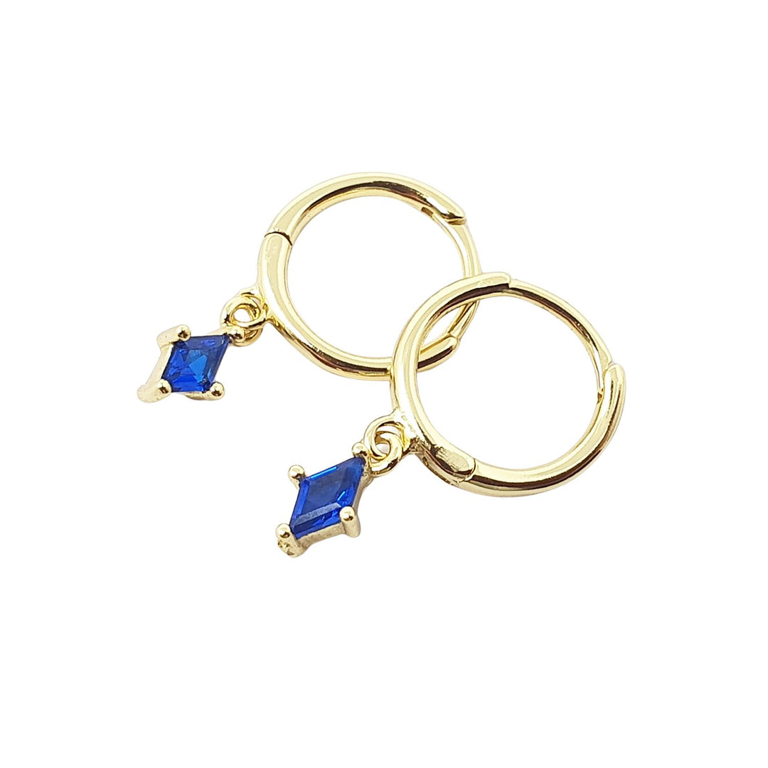 Sapphire September Birthstone Delicate Dangle Hoops