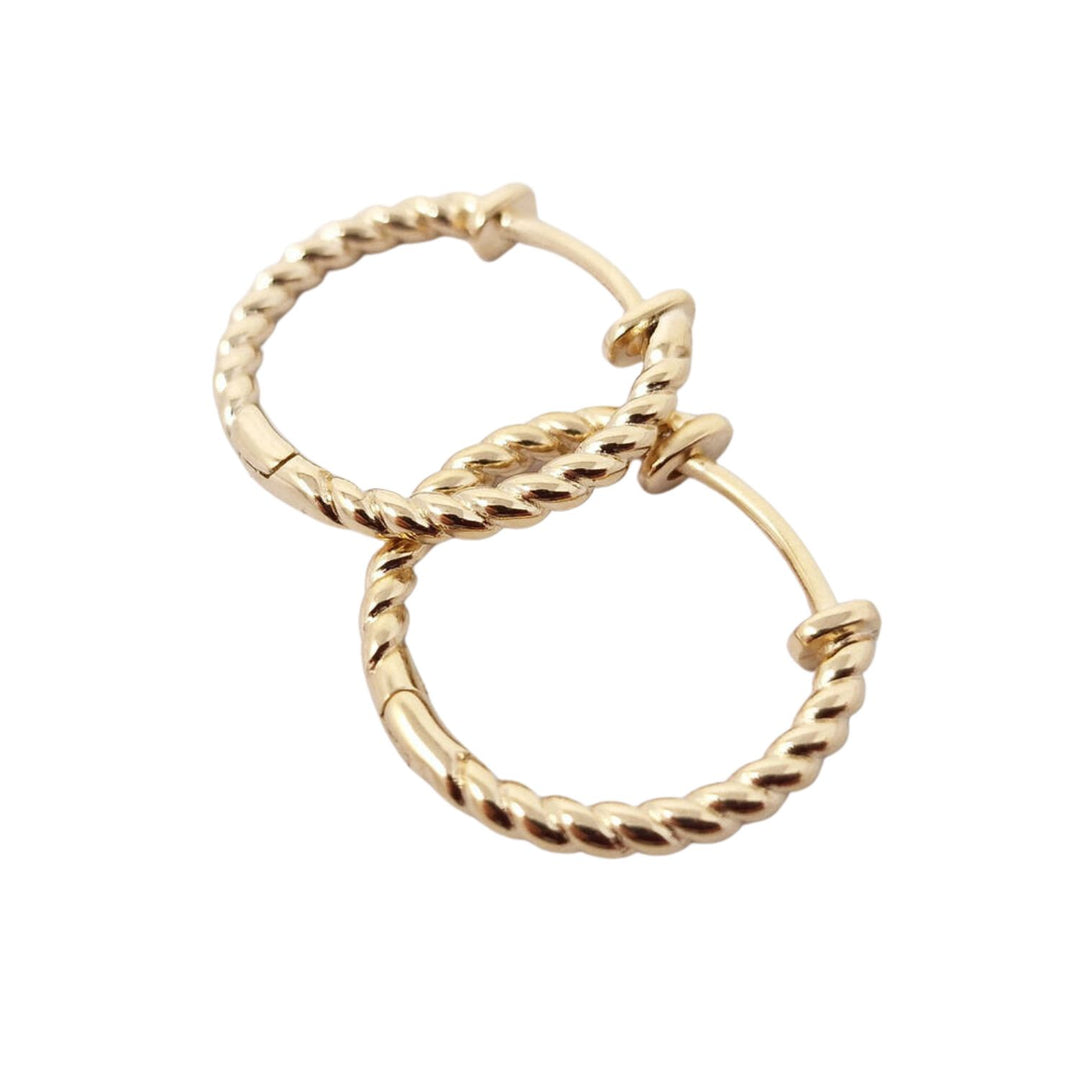 Gold Plated Thin Twisted Rope Hoop Earrings