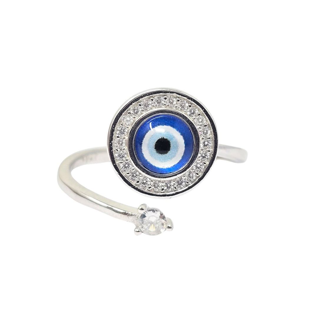 Evil Eye Fidget Spinner Friendship Sterling Silver Ring