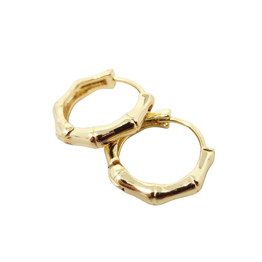 Gold Plated Tiny Bamboo Everyday Huggie Earrings