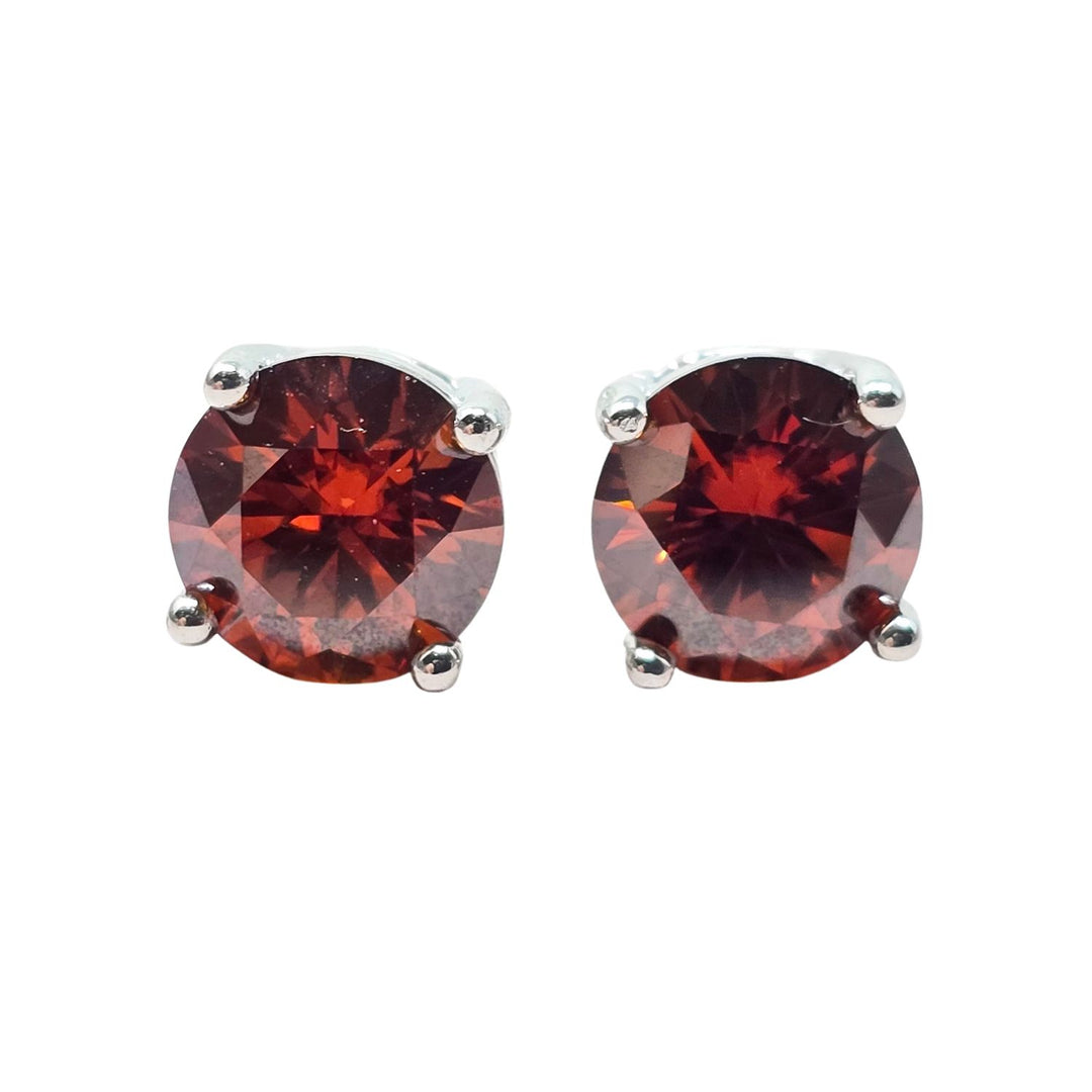 Garnet 1ct Moissanite Crystal Sterling Silver Earrings