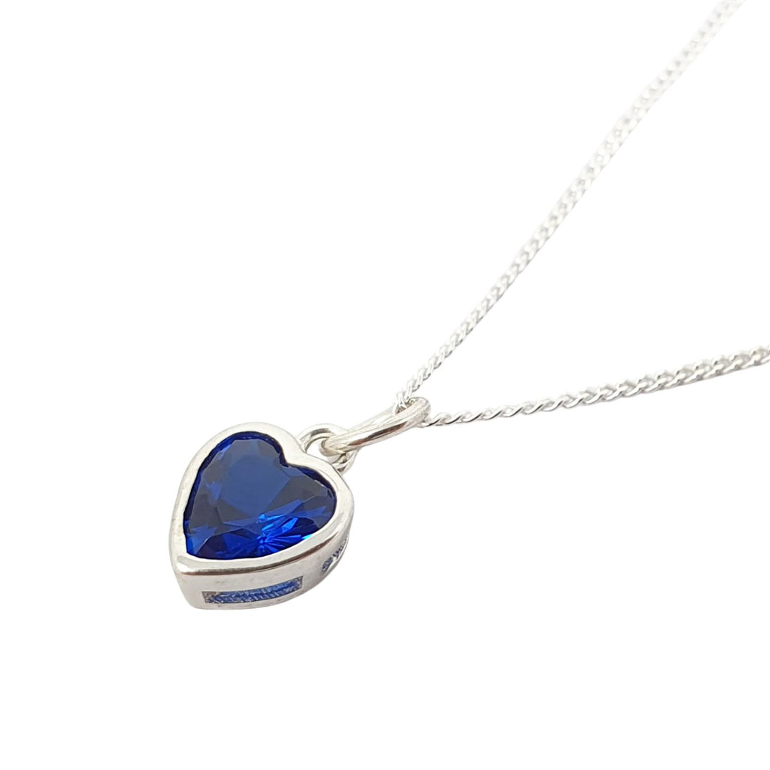 Mini Heart Sapphire September Birthstone Necklace