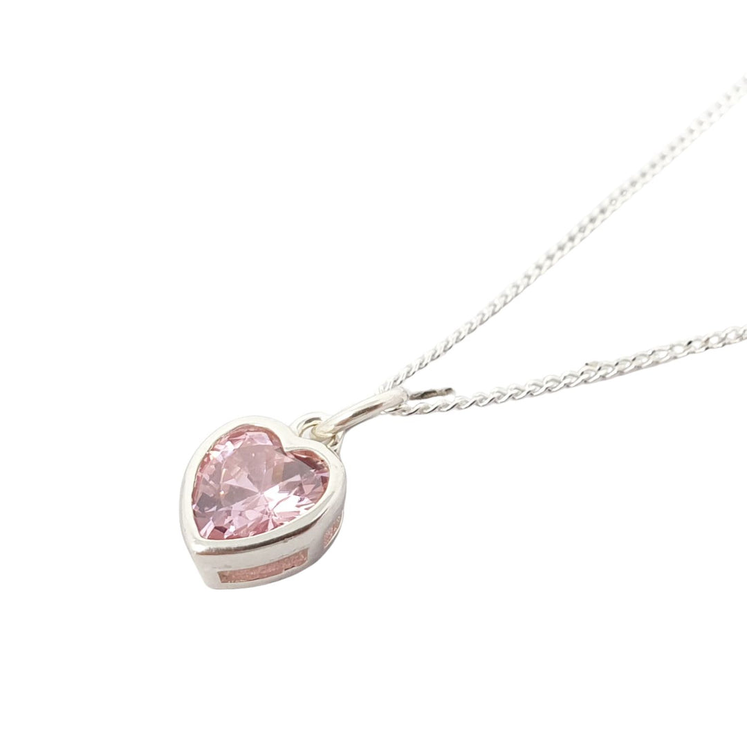 Mini Heart Rose Quartz October Birthstone Necklace