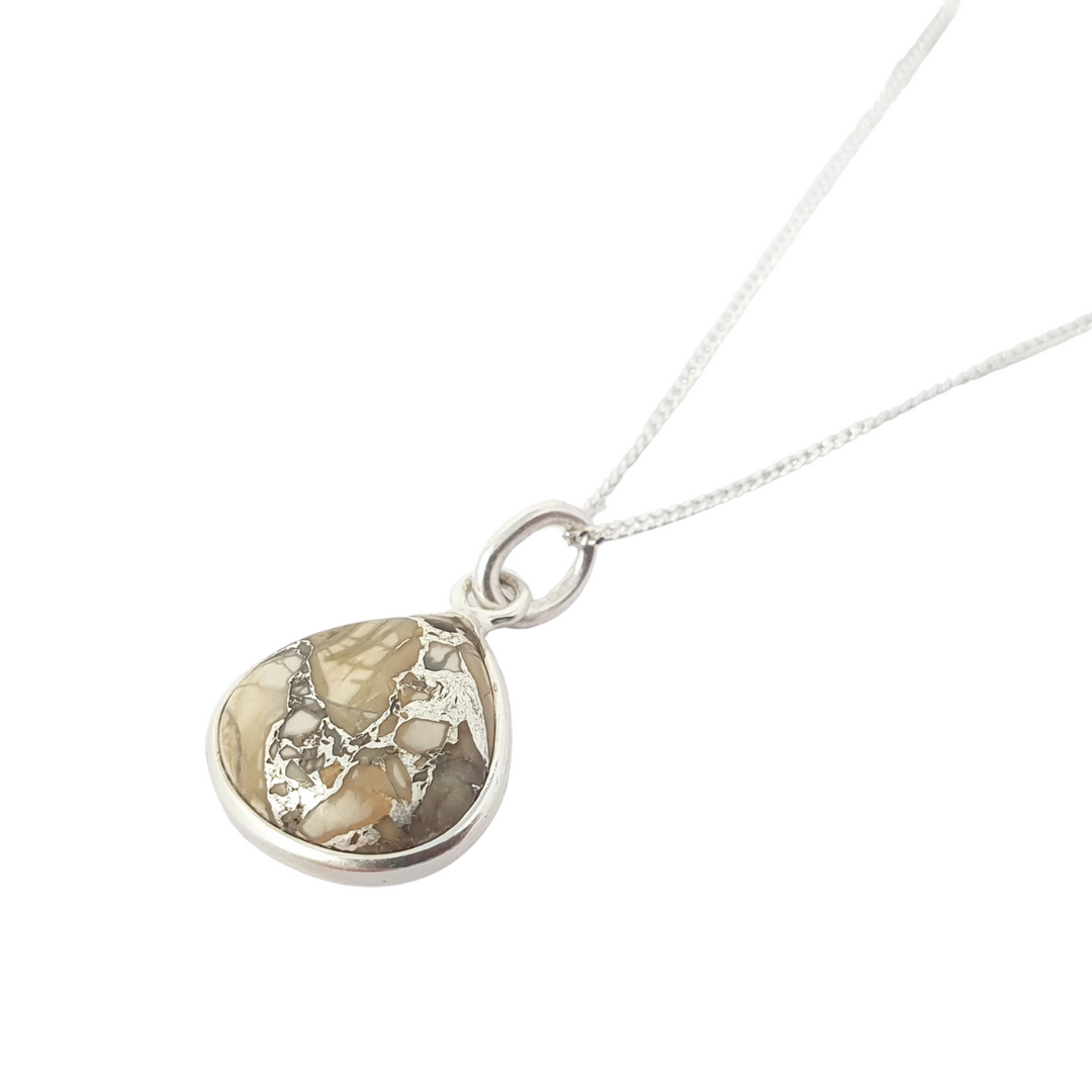 White Howlite Sterling Silver Gemstone Charm Necklace