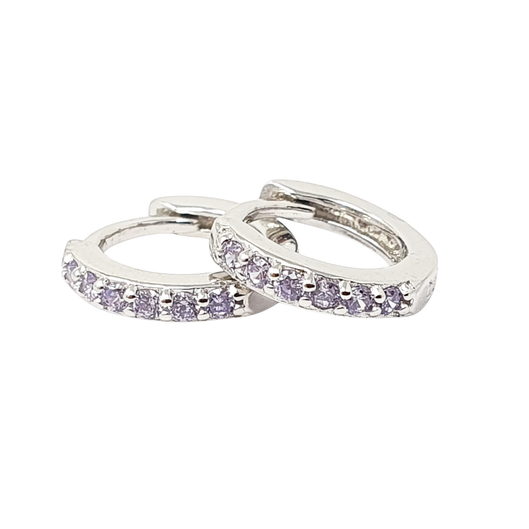 Alexandrite June Birthstone Small Silver Huggie Hoops