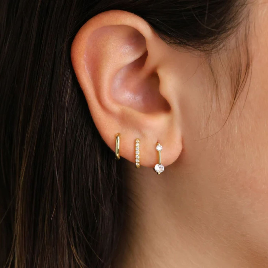 April Birthstone Crystal Small Huggie Hoop Earrings