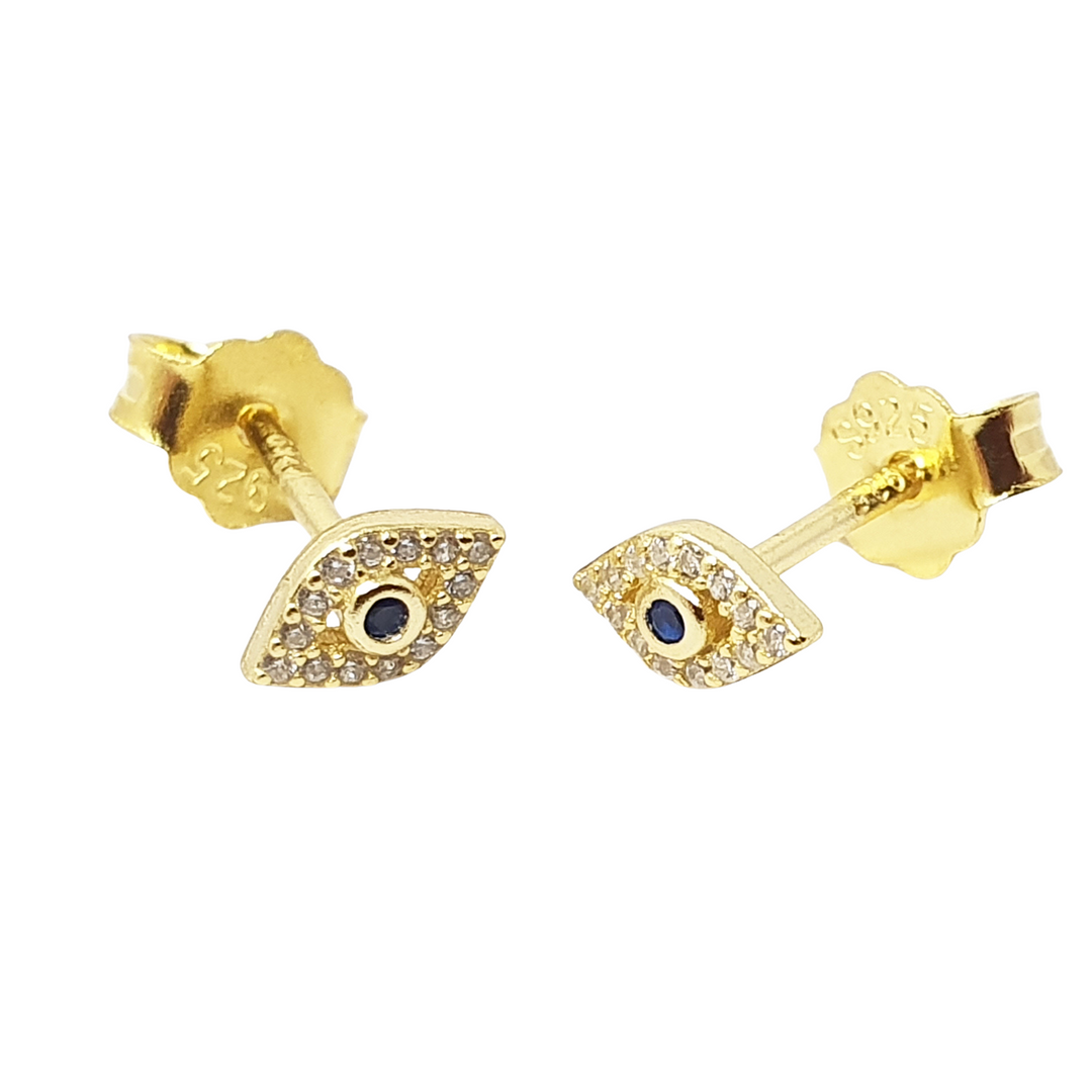 Dainty Evil Eye Gold Plated Minimalist Stud Earrings