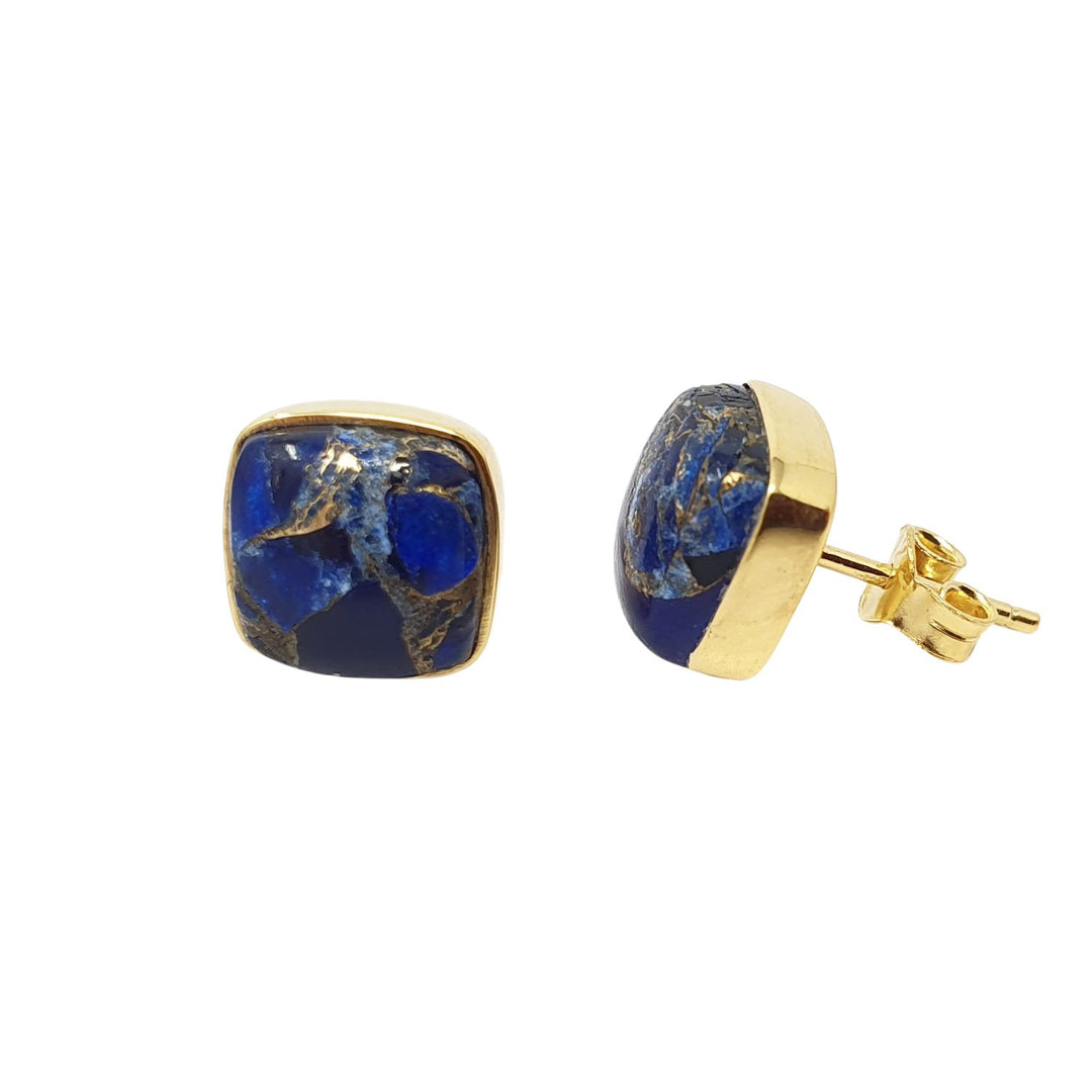 Sapphire September Birthstone Gold Plated Stud Earrings