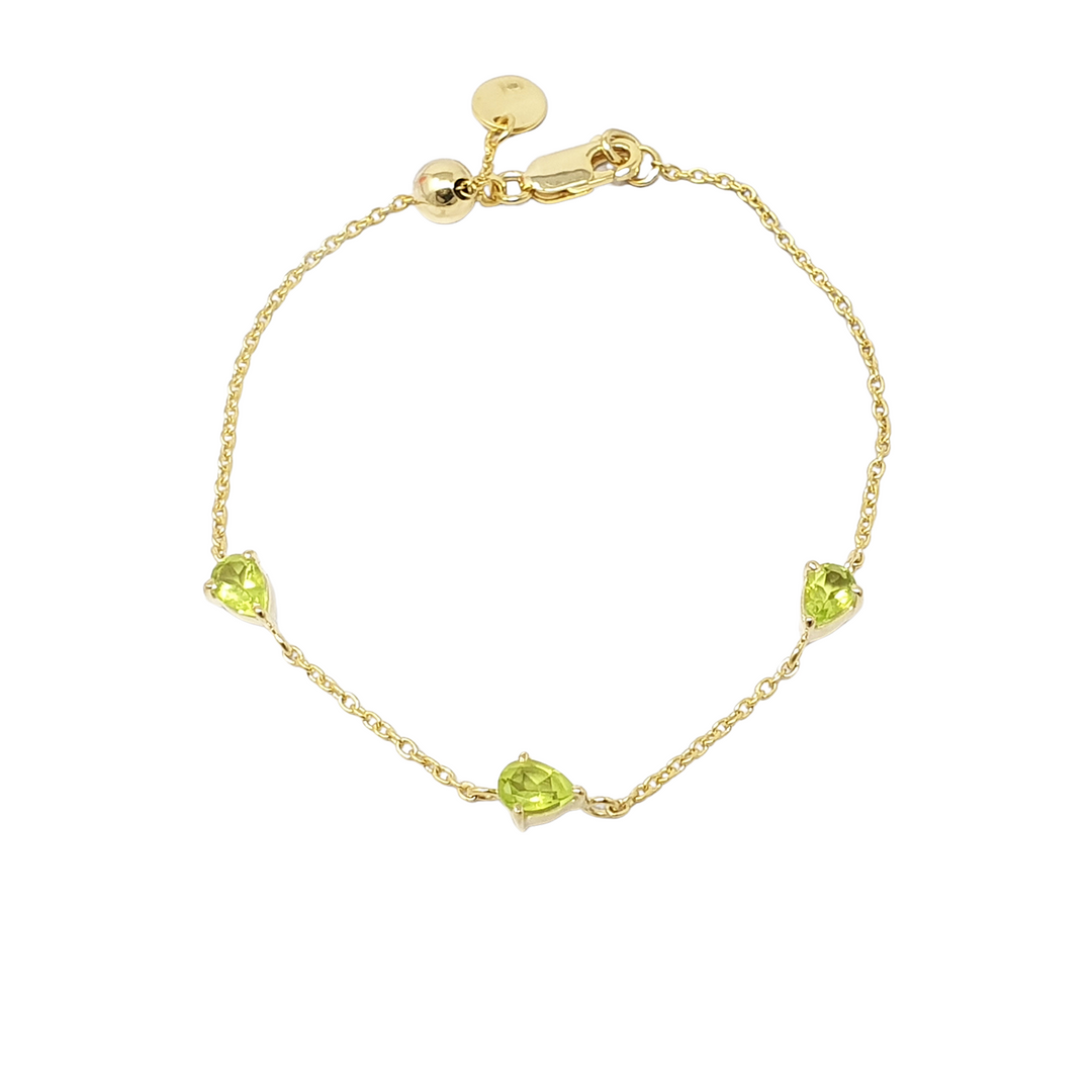 Peridot August Birthstone Minimalist Gold Bracelet