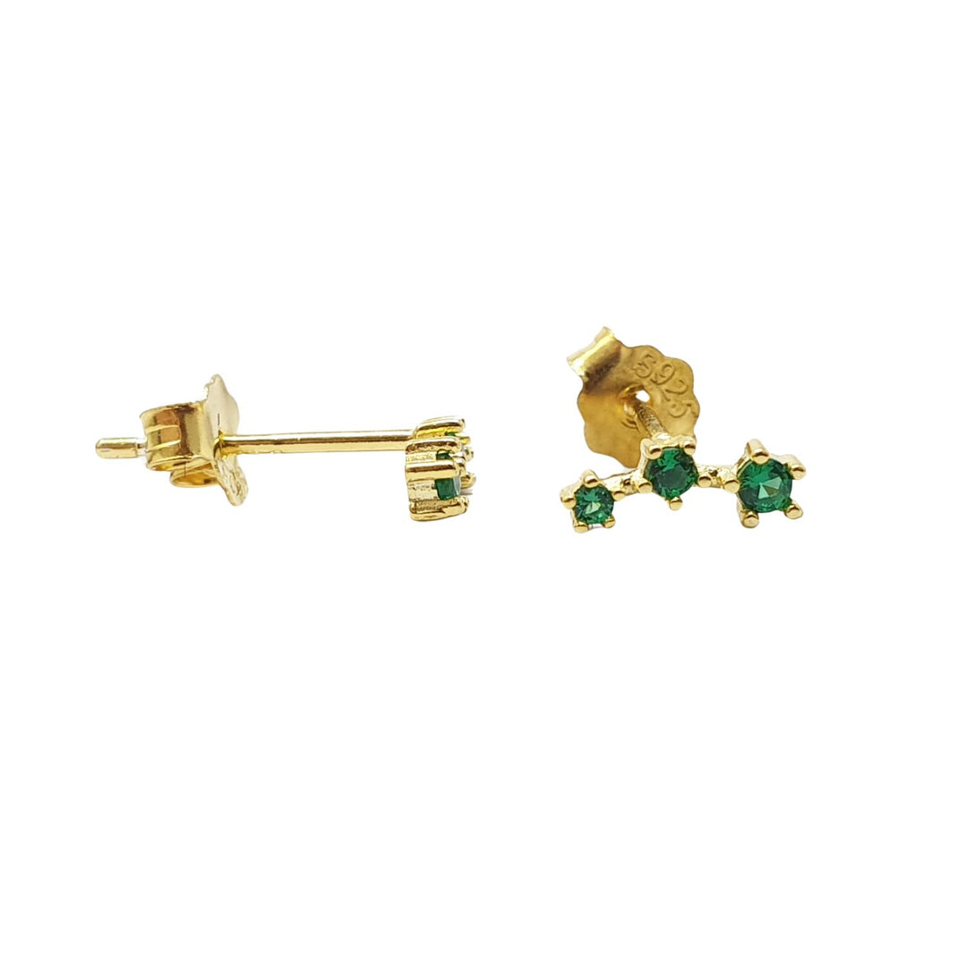Tiny Emerald May Birthstone Climber Stud Earrings