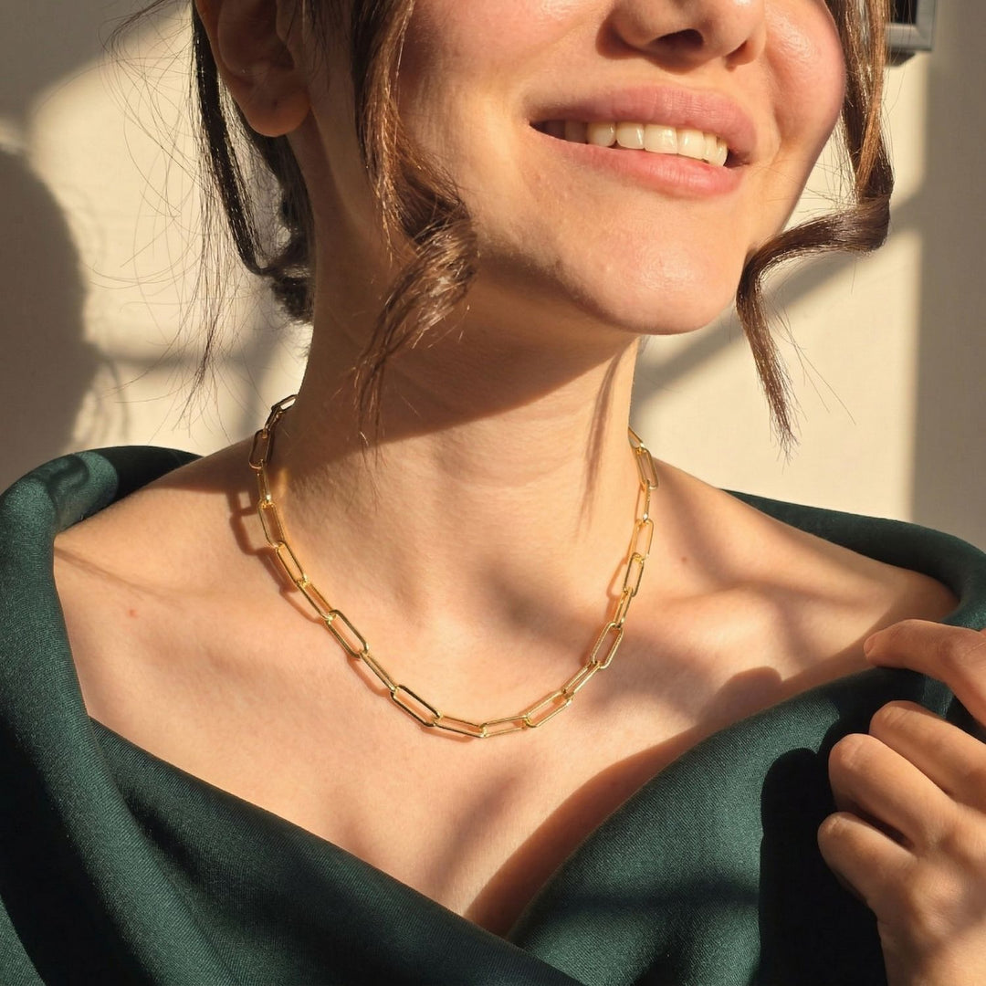 18ct Gold Plated Paperclip Necklace