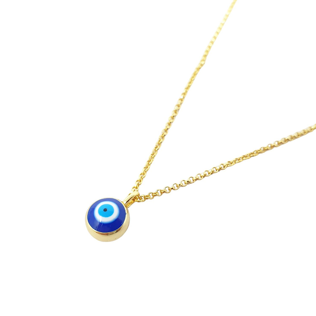 Turkish Evil Eye Gold Plated Pendant Charm Necklace