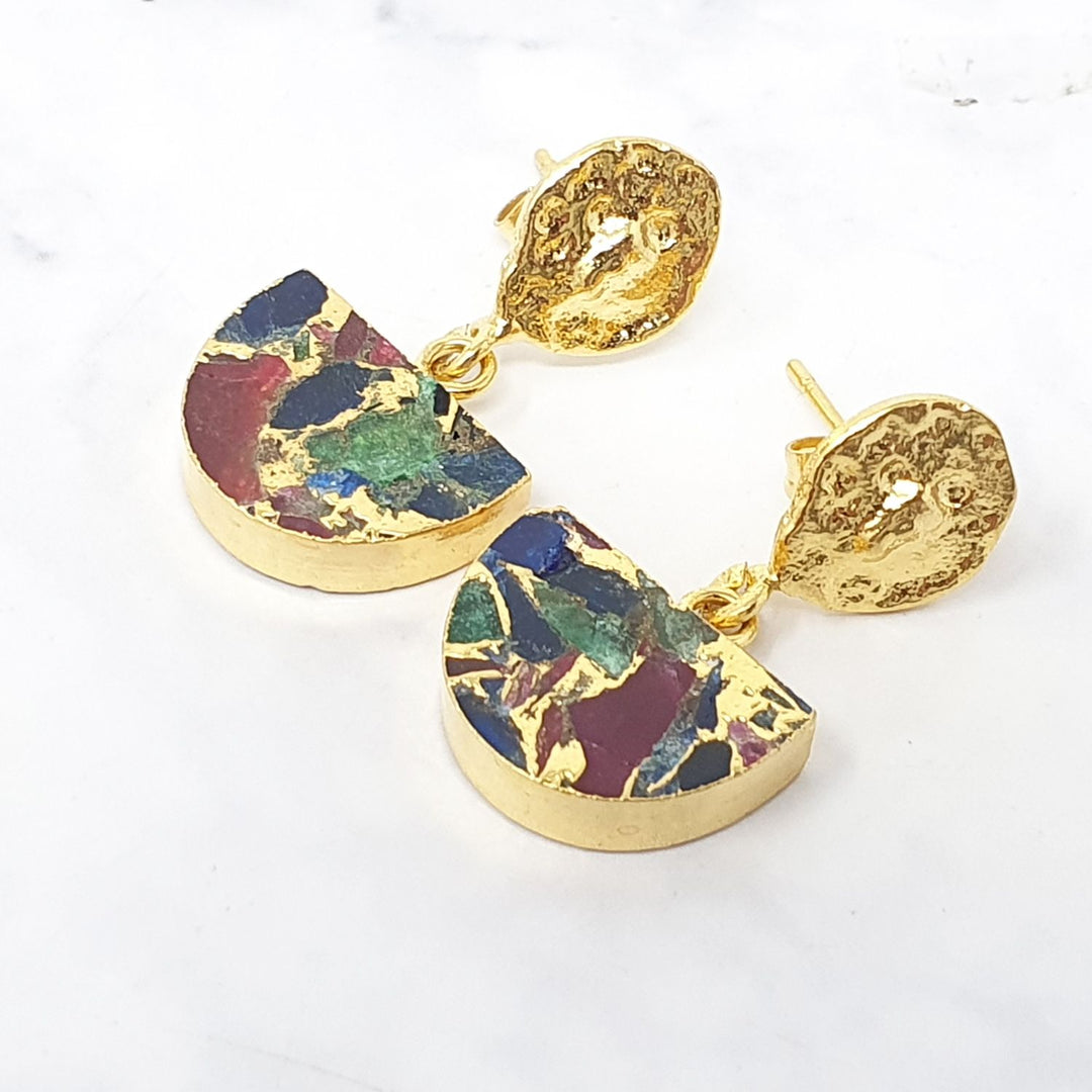 Statement Ruby Sapphire Emerald Gemstone Earrings