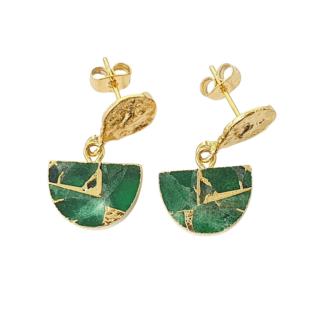 Statement Emerald May Birthstone Hammered Earrings