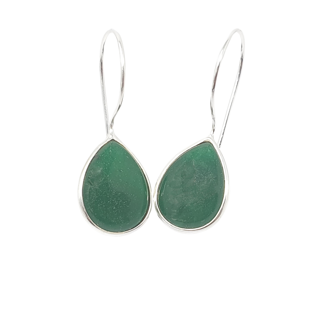 Emerald May Birthstone Dangle Drop Silver Earrings