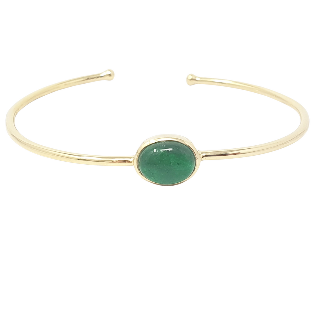 Emerald May Birthstone Gold Plated Bangle Bracelet