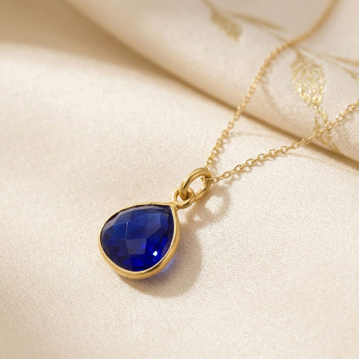 Sapphire September Birthstone Gold Plated Necklace