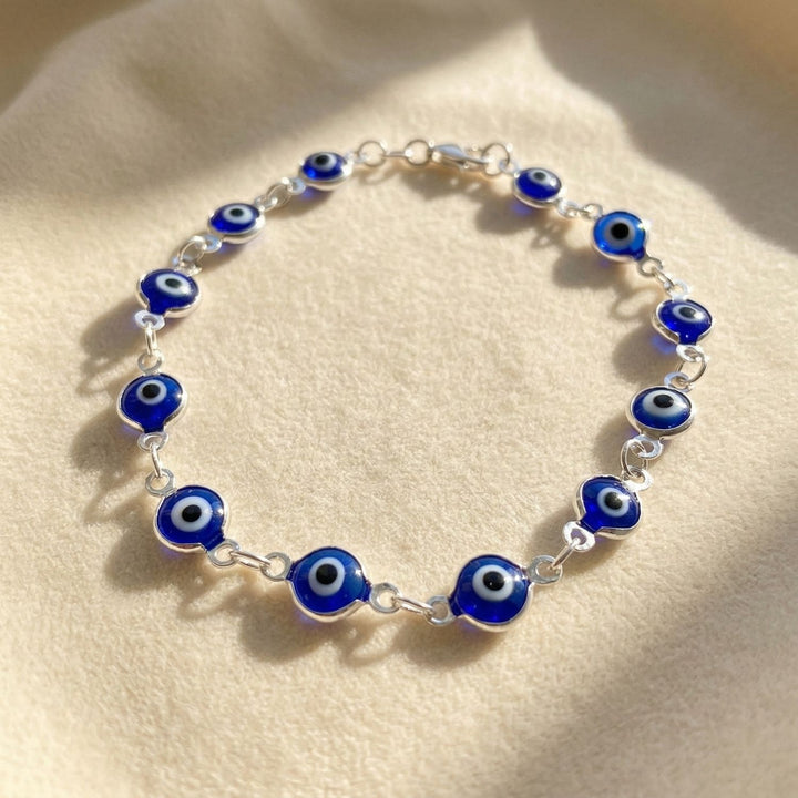 Evil Eye Rhodium Plated Silver Protection Bracelet