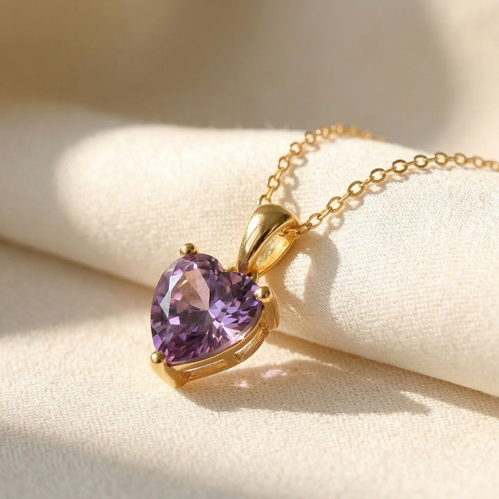 Heart Amethyst February Birthstone Necklace