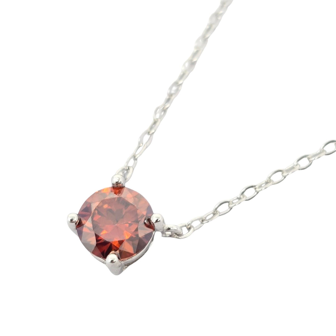Garnet 1ct Moissanite Crystal Sterling Silver Necklace