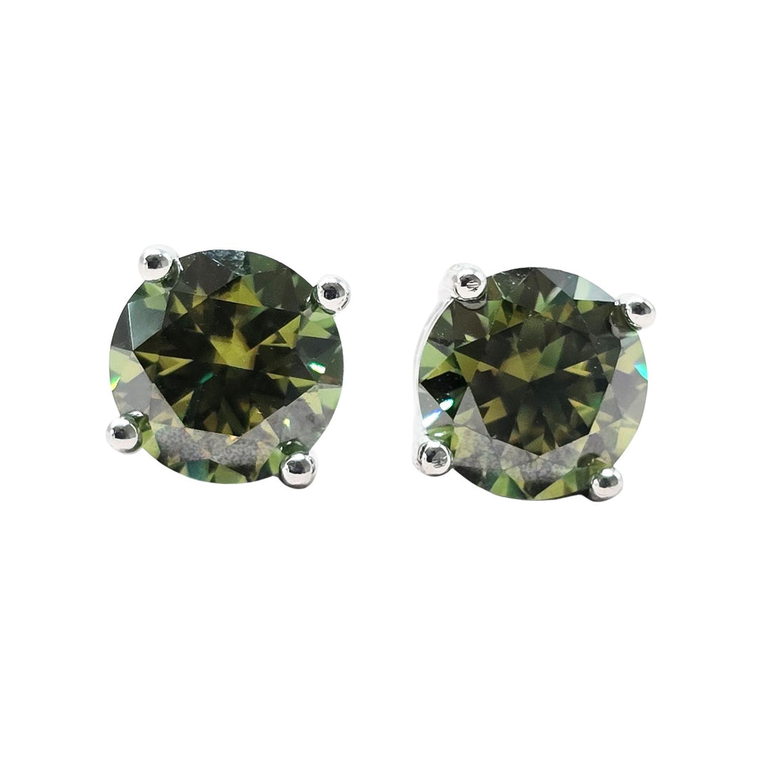 Peridot Moissanite Crystal Sterling Silver Earrings