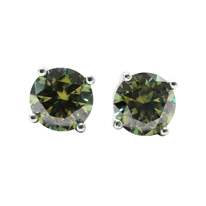 Peridot Moissanite Crystal Sterling Silver Earrings