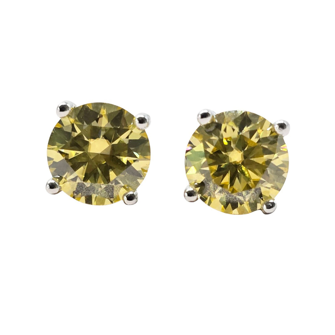 Citrine Moissanite Crystal Sterling Silver Earrings