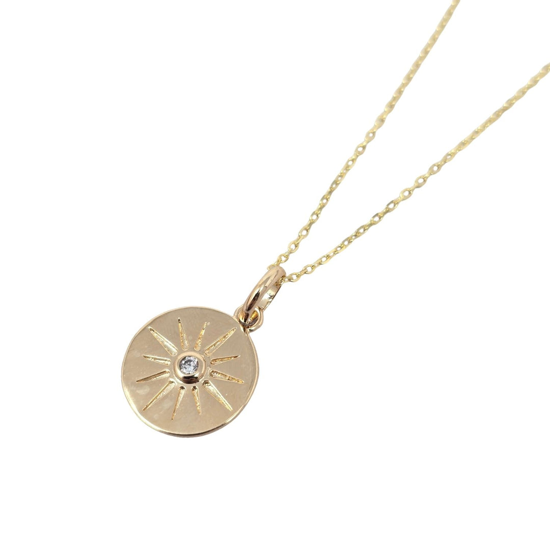 Gold Plated North Star Lucky Disc Pendant Necklace