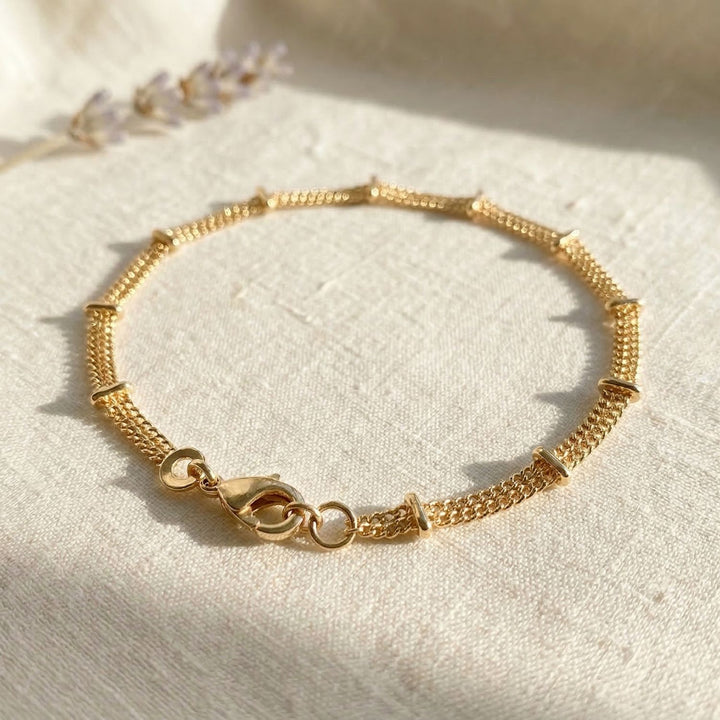 18ct Gold Plated Bar Curb Chain Bracelet