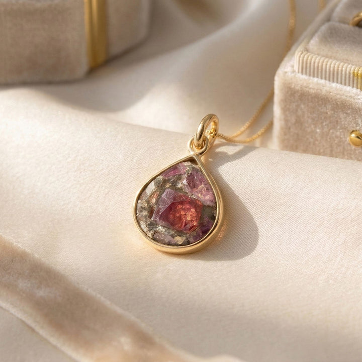 18ct Gold Plated Pink Tourmaline October Birthstone Fine Necklace